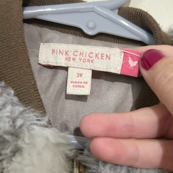 Pink Chicken Faux Fur Brown & Ivory Zip Up Jacket SIZE 3 - Picture 4 of 6